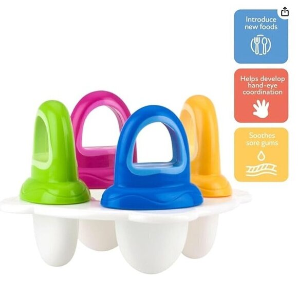 Nuby Garden Fresh Fruitsicle Frozen Pop Tray With 4 Multicolored Handles - Picture 5 of 7